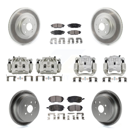 Front Rear Disc Brake Caliper Coat Rotors Semi-Metallic Pad Kit (10Pc) For Subaru Legacy KCG-101053P