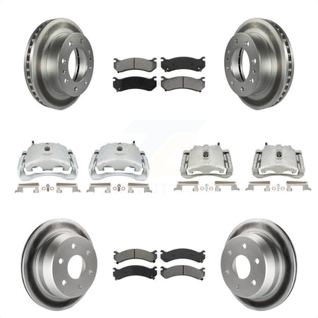 Front Rear Disc Brake Caliper Coated Rotors And Semi-Metallic Pads Kit (10Pc) For 2003 Chevrolet Silverado 2500 HD Suburban GMC Sierra KCG-101053S by Transit Auto