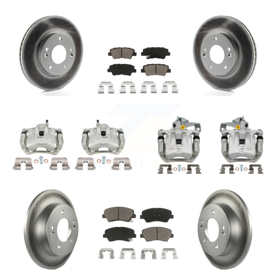 Front Rear Brake Caliper Coat Rotors & Ceramic Pad Kit (10Pc) For Hyundai Elantra GT Kia KCG-101054C
