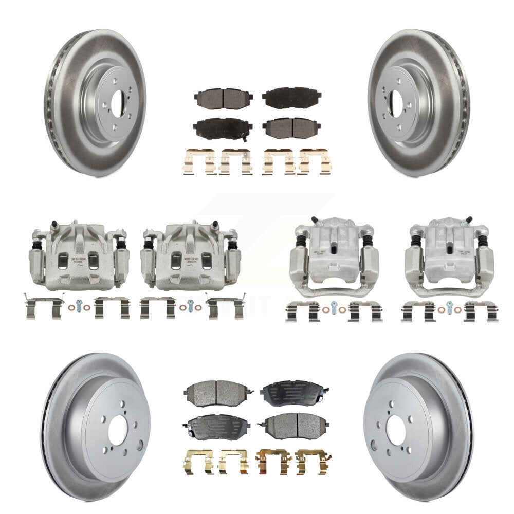 Front Rear Disc Brake Caliper Coat Rotor Semi-Metallic Pad Kit (10Pc) For Subaru Outback KCG-101054P