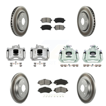 Front Rear Brake Caliper Coat Rotor Semi-Metallic Pad Kit (10Pc) For Dodge Grand Caravan KCG-101054S