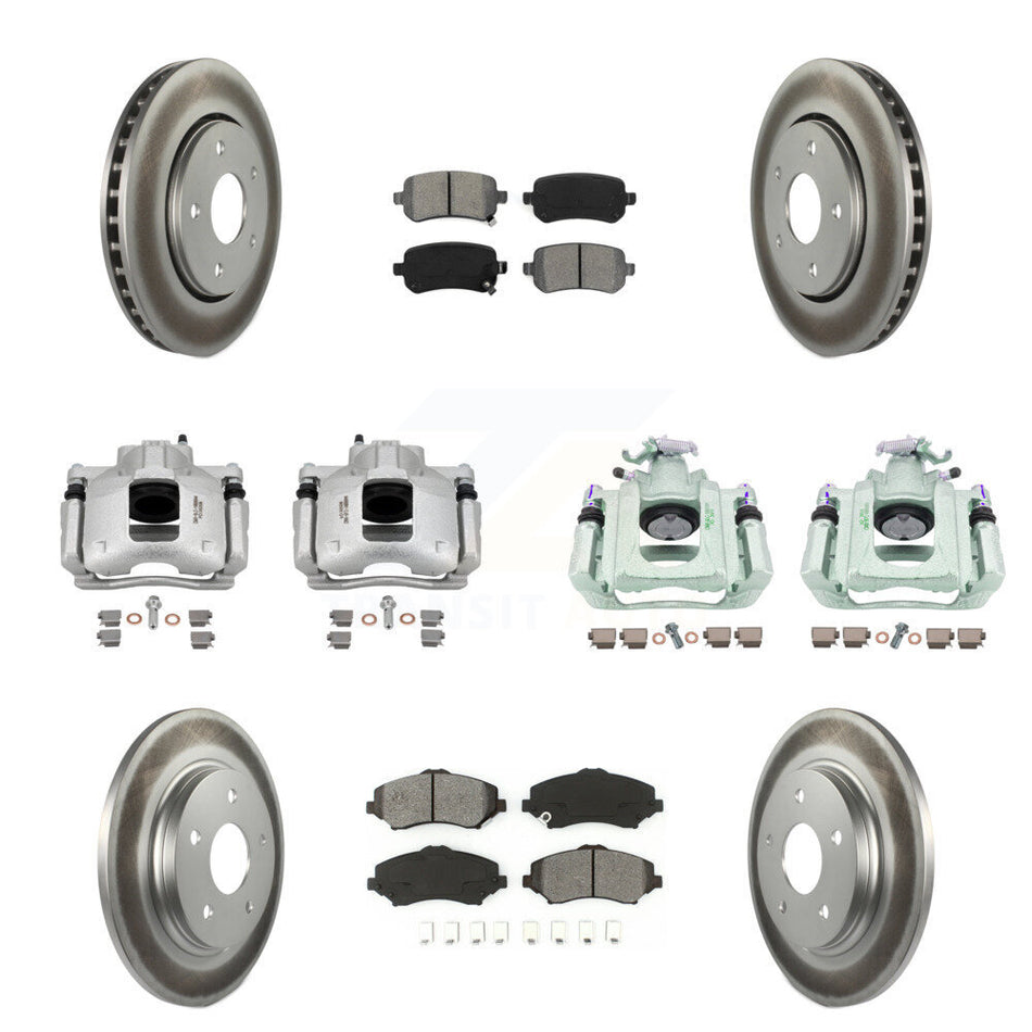 Front Rear Brake Caliper Coat Rotor Semi-Metallic Pad Kit (10Pc) For Dodge Grand Caravan KCG-101054S