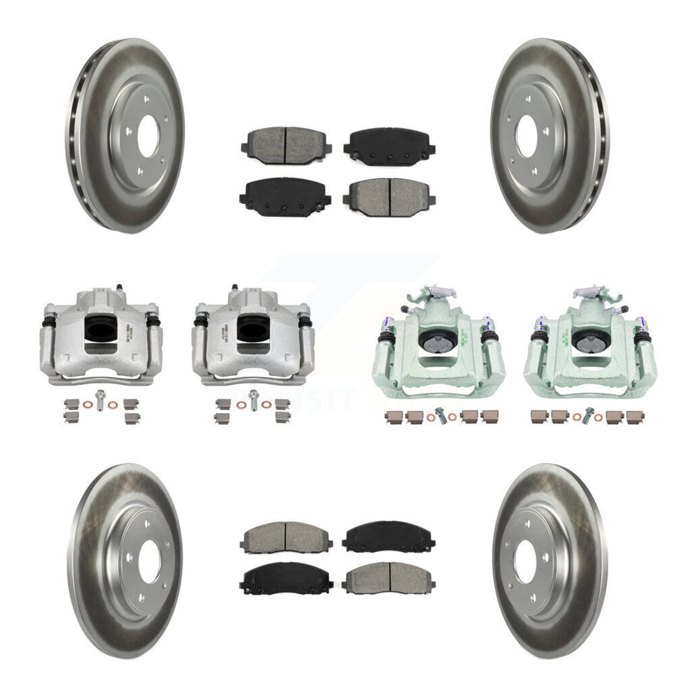 Front Rear Disc Brake Caliper Coated Rotors And Semi-Metallic Pad Kit (10Pc) For Ram C/V KCG-101055S