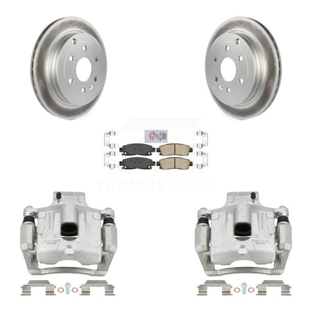 Rear Brake Caliper Coat Rotor And Ceramic Pad Kit For GMC Acadia Buick Enclave Chevrolet KCG-101056N