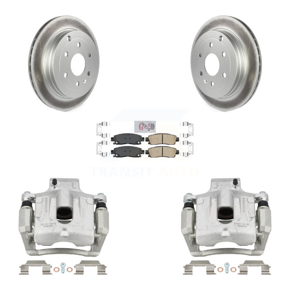 Rear Brake Caliper Coat Rotor And Ceramic Pad Kit For GMC Acadia Buick Enclave Chevrolet KCG-101056N
