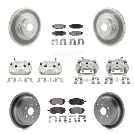 Front Rear Brake Caliper Coat Rotors Semi-Metallic Pad Kit (10Pc) For Subaru Impreza WRX KCG-101056P