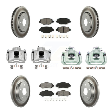 Front Rear Disc Brake Caliper Coated Rotors And Semi-Metallic Pad Kit (10Pc) For Ram C/V KCG-101056S