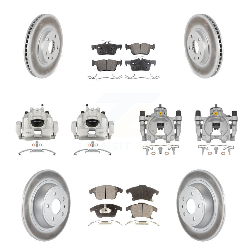 Front Rear Brake Caliper Coat Rotor & Ceramic Pad Kit (10Pc) For Ford Fusion Lincoln MKZ KCG-101056T