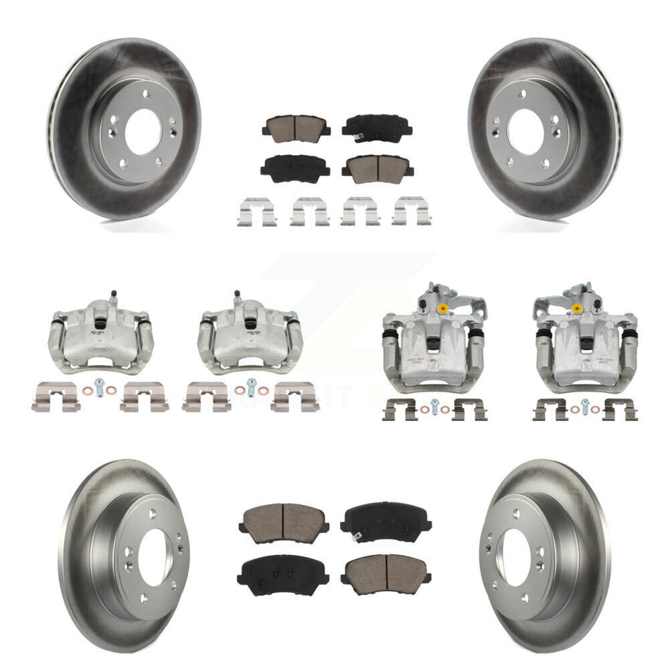 Front Rear Brake Caliper Coat Rotors & Ceramic Pad Kit (10Pc) For Hyundai Elantra GT Kia KCG-101057C