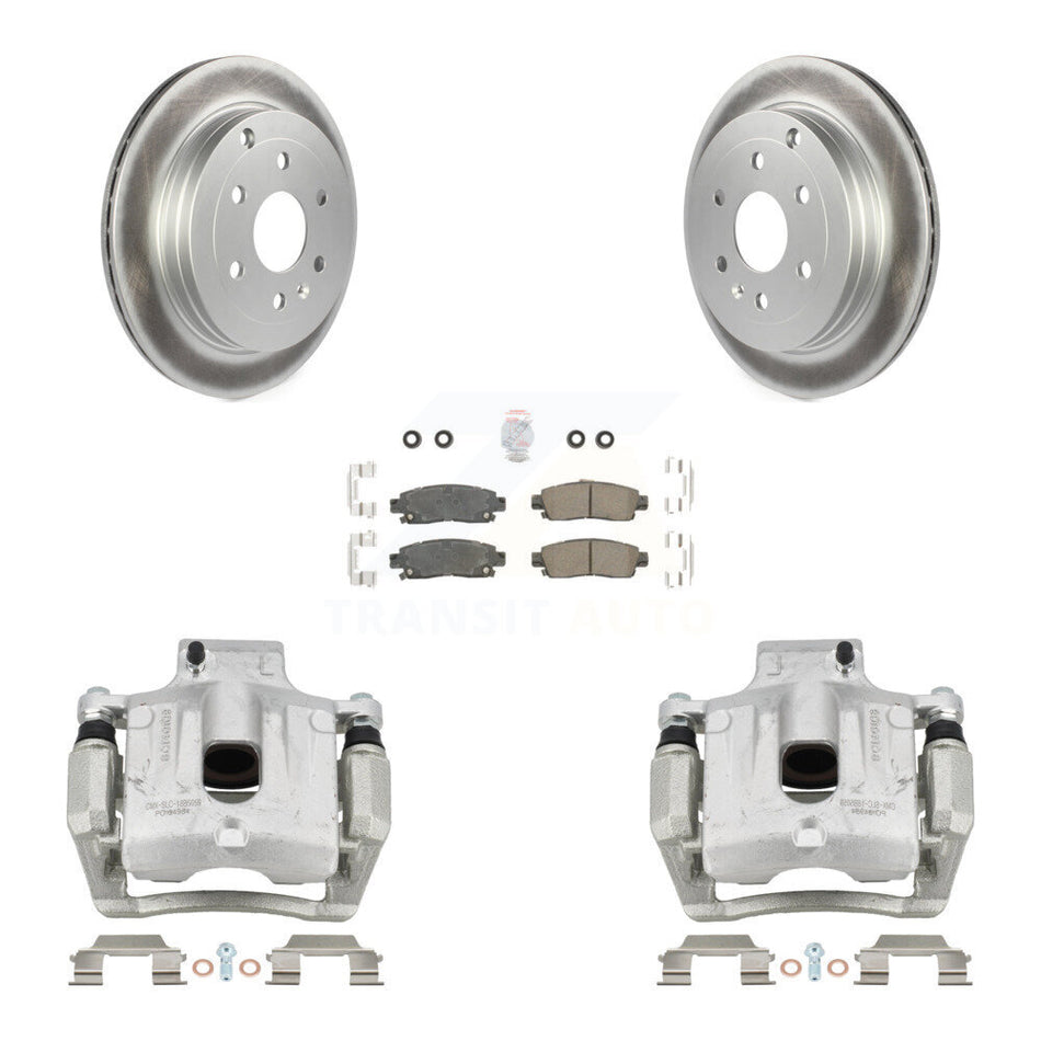 Rear Brake Caliper Coat Rotor And Ceramic Pad Kit For GMC Acadia Buick Enclave Chevrolet KCG-101057N
