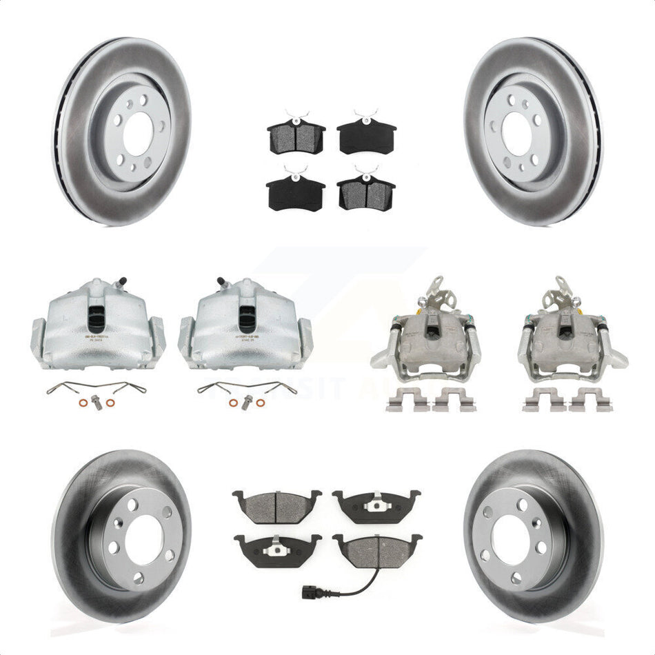 Front Rear Disc Brake Caliper Coat Rotor & Semi-Metallic Pad Kit (10Pc) For 2006 Volkswagen Jetta 2.0L With 280mm Diameter 7th And 8th Digit Of VIN Is "9M" Or "1J" KCG-101057S by Transit Auto