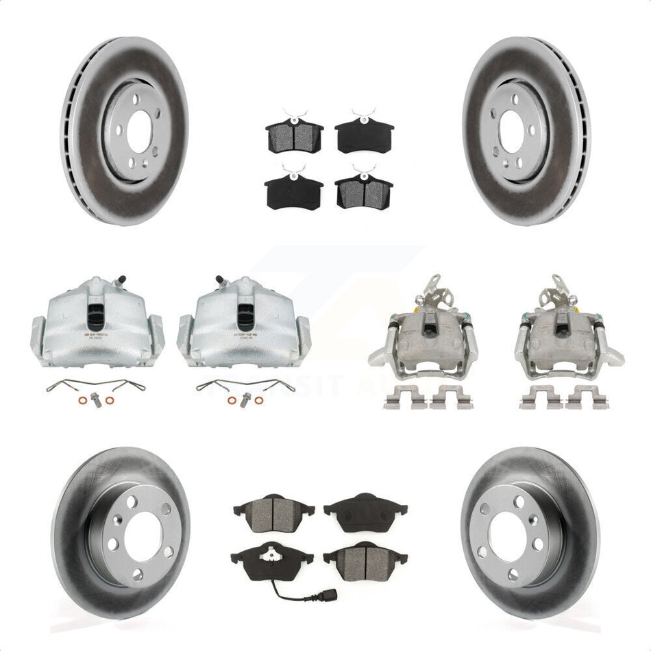 Front Rear Disc Brake Caliper Coat Rotor & Semi-Metallic Pad Kit (10Pc) For 2006 Volkswagen Jetta 2.0L With 288mm Diameter 7th And 8th Digit Of VIN Is "9M" Or "1J" KCG-101058S by Transit Auto