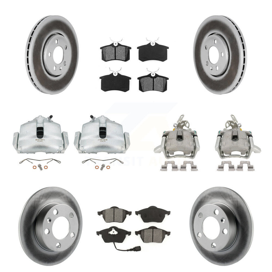 Front Rear Disc Brake Caliper Coat Rotor & Semi-Metallic Pad Kit (10Pc) For 2006 Volkswagen Jetta 2.0L With 288mm Diameter 7th And 8th Digit Of VIN Is "9M" Or "1J" KCG-101058S