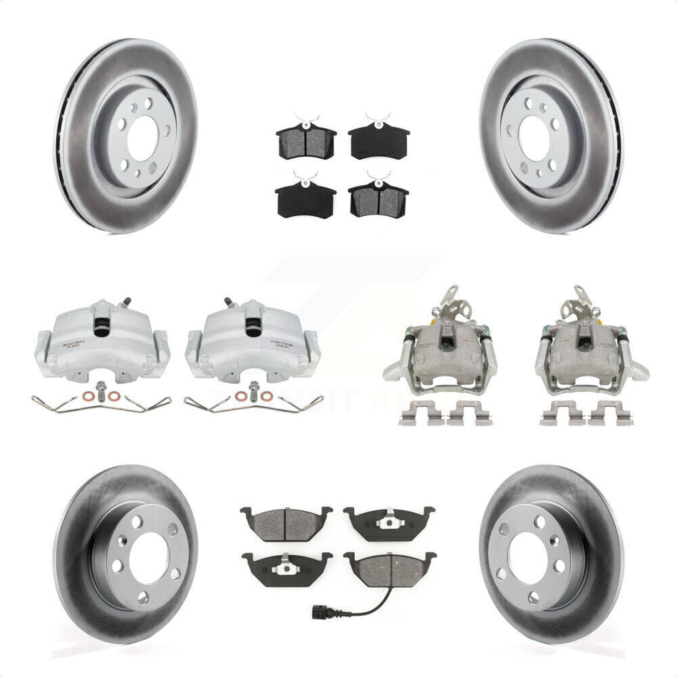 Front Rear Brake Caliper Coat Rotor & Semi-Metallic Pad Kit (10Pc) For 2006 Volkswagen Jetta 2.5L 1.9L With 280mm Diameter 7th And 8th Digit Of VIN Is "9M" Or "1J" KCG-101059S by Transit Auto