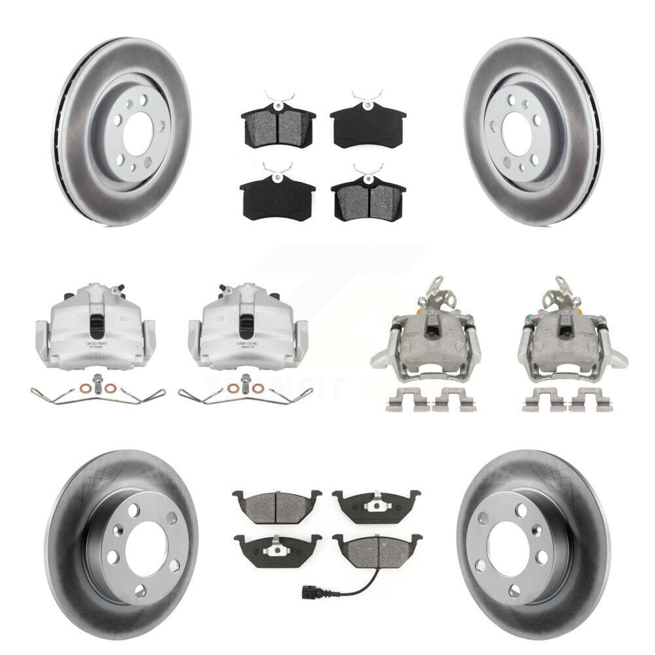 Front Rear Brake Caliper Coat Rotor & Semi-Metallic Pad Kit (10Pc) For 2006 Volkswagen Jetta 2.5L 1.9L With 280mm Diameter 7th And 8th Digit Of VIN Is "9M" Or "1J" KCG-101059S