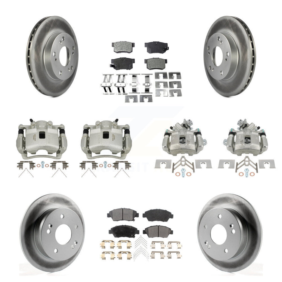 Front Rear Brake Caliper Coat Rotor And Ceramic Pad Kit (10Pc) For Honda Civic Acura RSX KCG-101059T