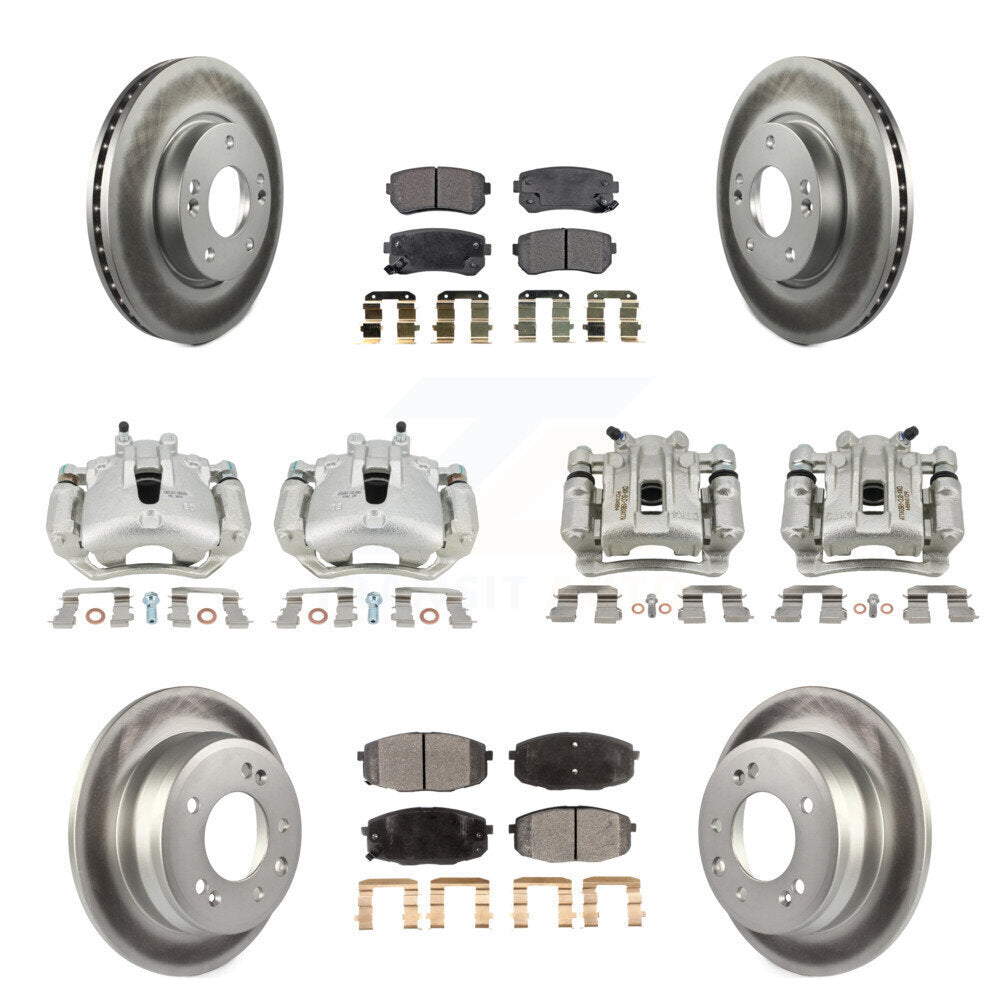 Front Rear Brake Caliper Coat Rotor And Semi-Metallic Pad Kit (10Pc) For Hyundai Elantra KCG-101060P
