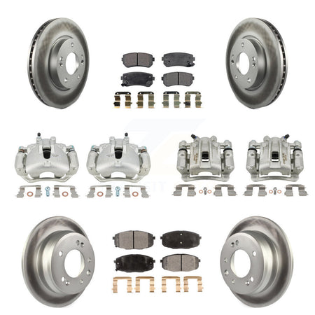 Front Rear Brake Caliper Coat Rotor And Semi-Metallic Pad Kit (10Pc) For Hyundai Elantra KCG-101060P