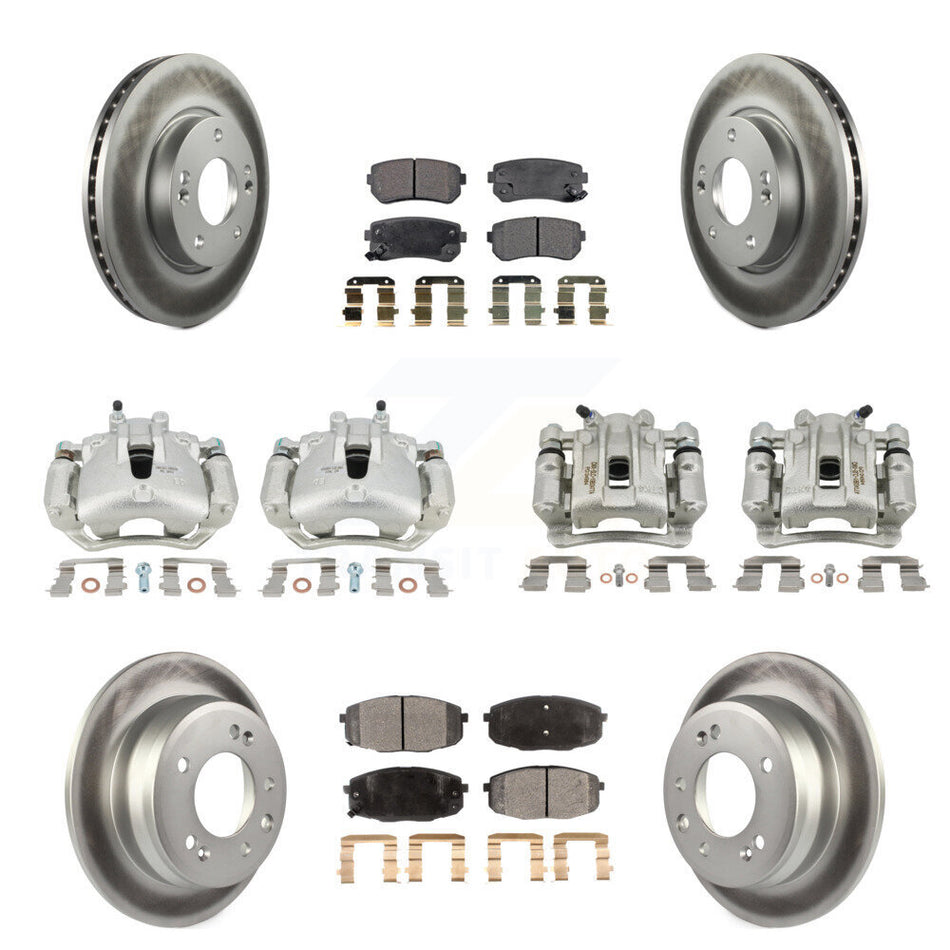 Front Rear Brake Caliper Coat Rotor And Semi-Metallic Pad Kit (10Pc) For Hyundai Elantra KCG-101060P