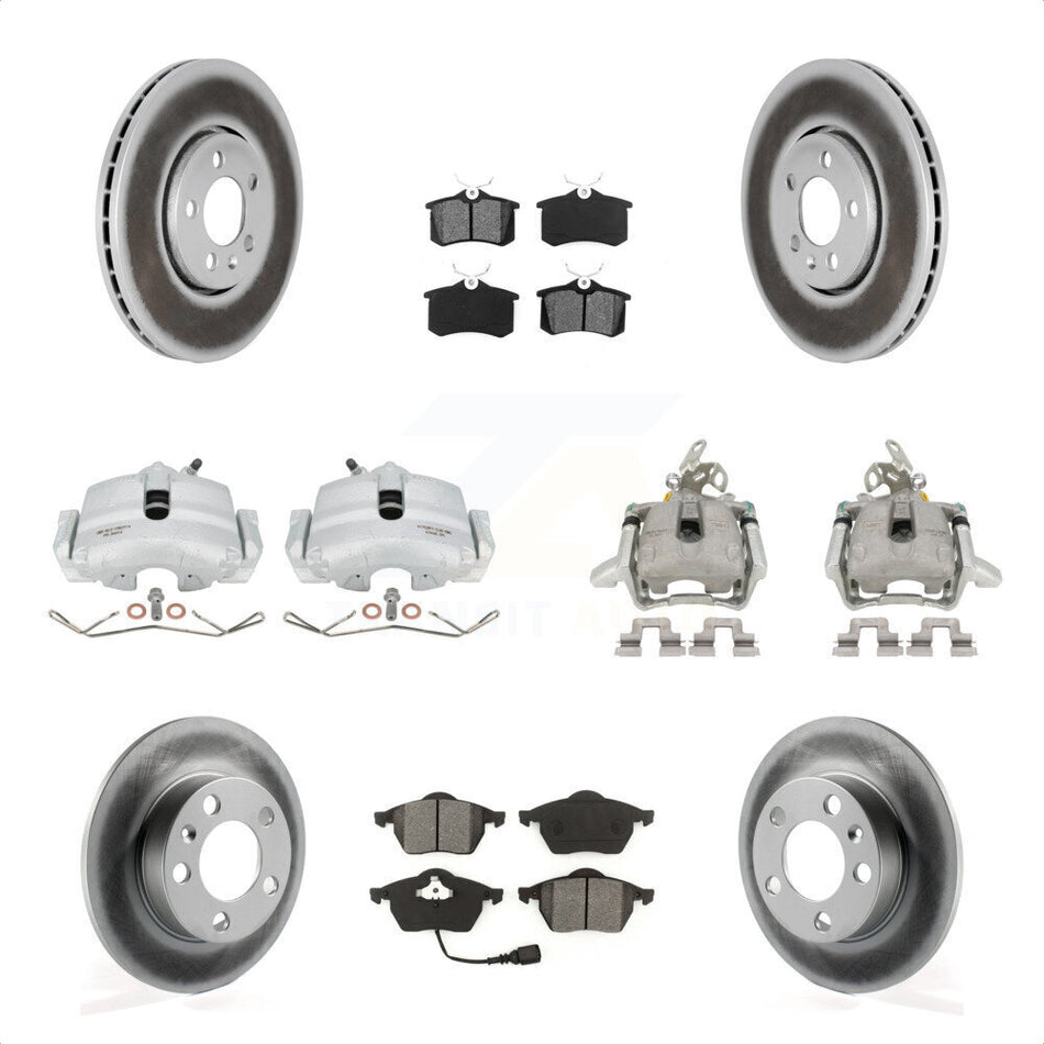 Front Rear Brake Caliper Coat Rotor & Semi-Metallic Pad Kit (10Pc) For 2006 Volkswagen Jetta 2.5L 1.9L With 288mm Diameter 7th And 8th Digit Of VIN Is "9M" Or "1J" KCG-101060S by Transit Auto