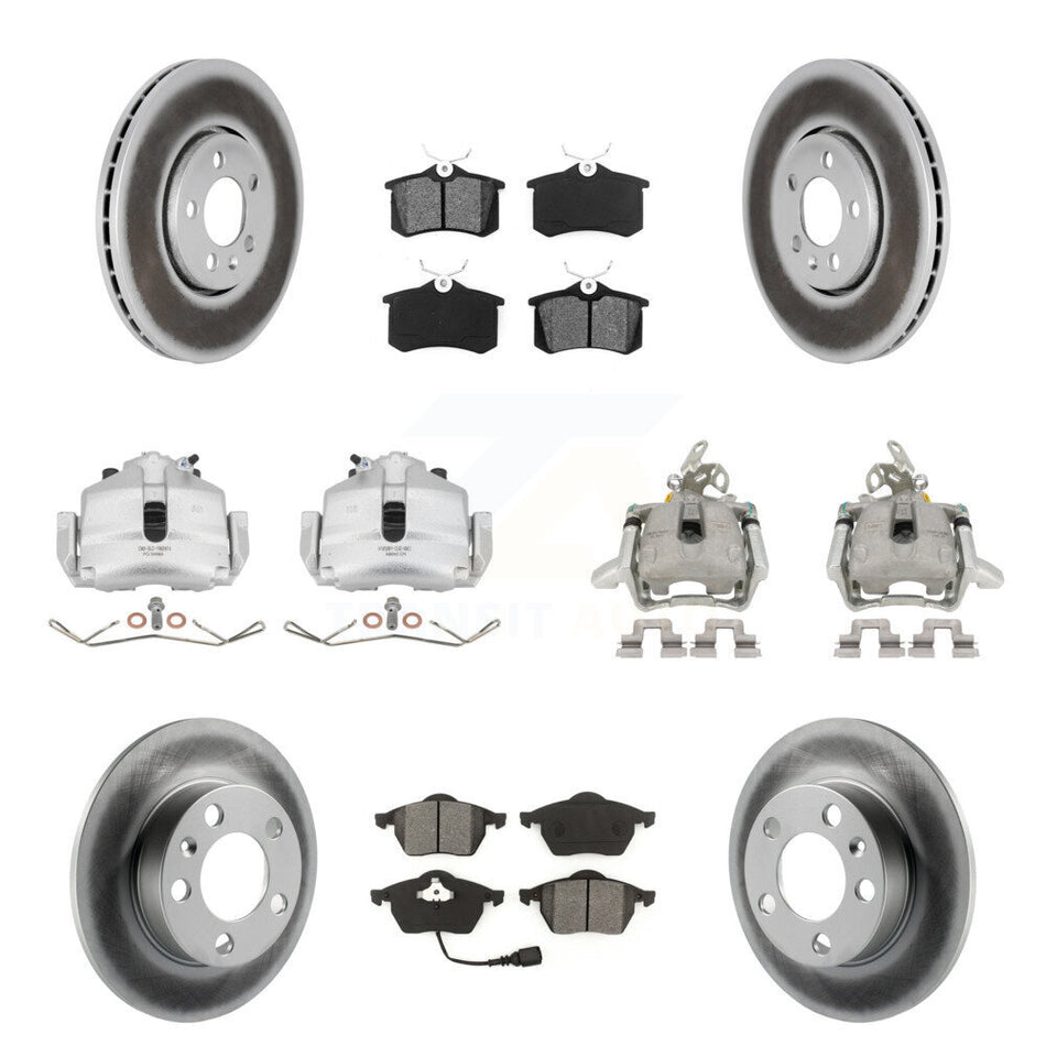 Front Rear Brake Caliper Coat Rotor & Semi-Metallic Pad Kit (10Pc) For 2006 Volkswagen Jetta 2.5L 1.9L With 288mm Diameter 7th And 8th Digit Of VIN Is "9M" Or "1J" KCG-101060S