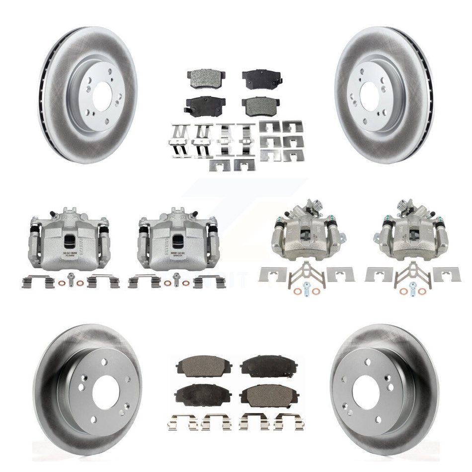 Front Rear Brake Caliper Coat Rotors & Ceramic Pad Kit (10Pc) For 02-06 Acura RSX Type-S KCG-101060T