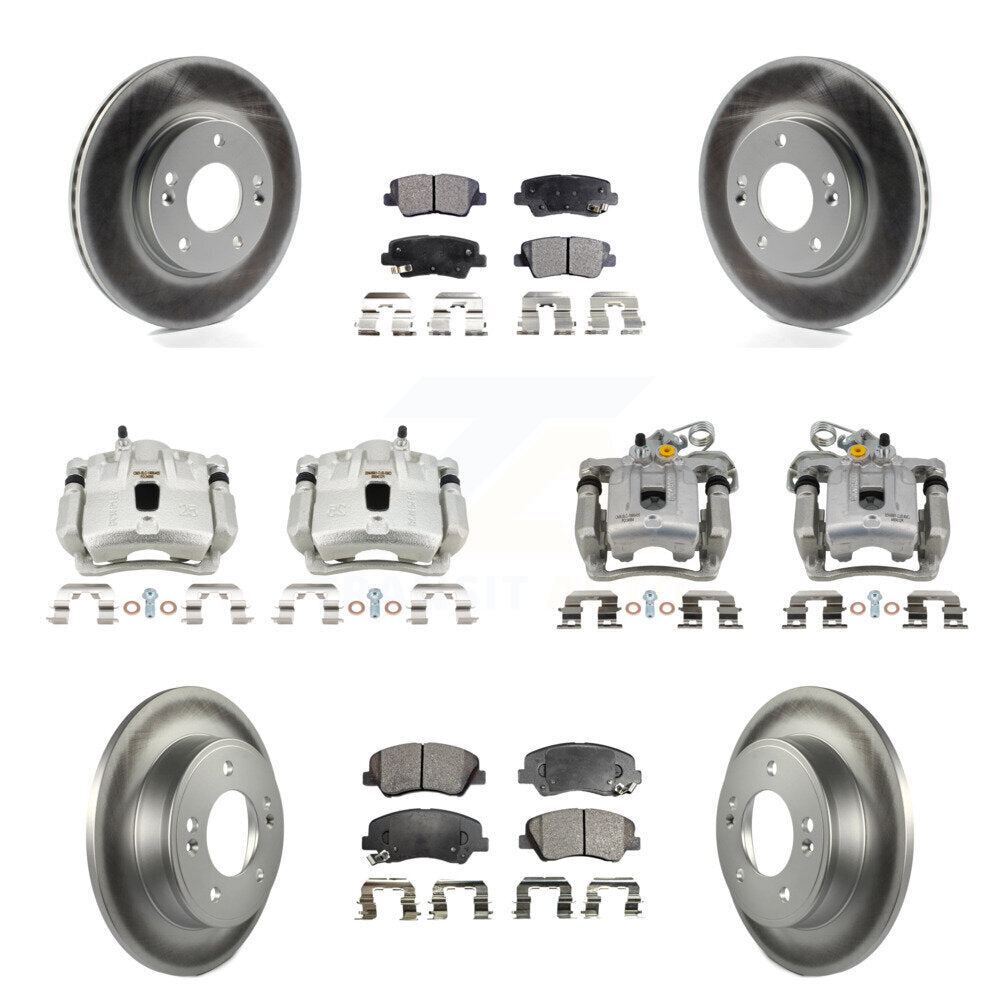 Front Rear Brake Caliper Coat Rotor And Semi-Metallic Pad Kit (10Pc) For Hyundai Elantra KCG-101061P
