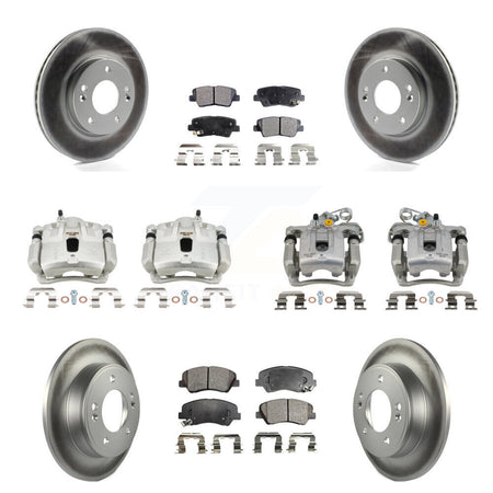 Front Rear Brake Caliper Coat Rotor And Semi-Metallic Pad Kit (10Pc) For Hyundai Elantra KCG-101061P
