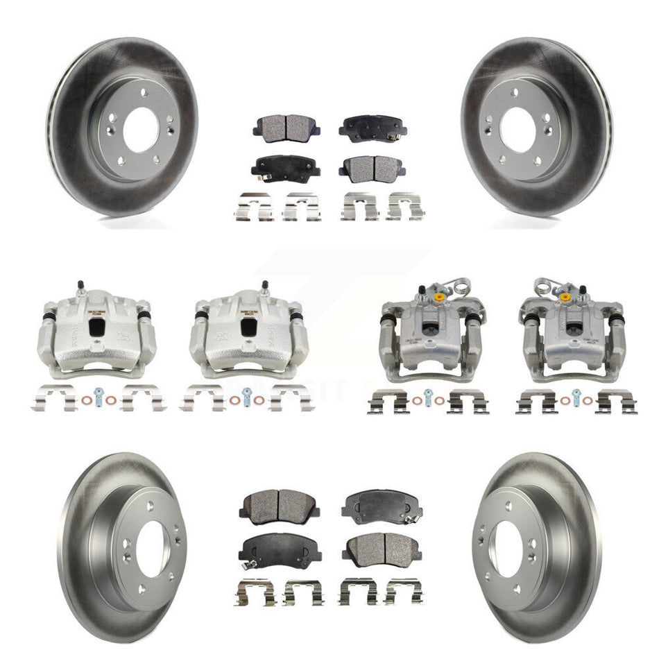 Front Rear Brake Caliper Coat Rotor And Semi-Metallic Pad Kit (10Pc) For Hyundai Elantra KCG-101061P