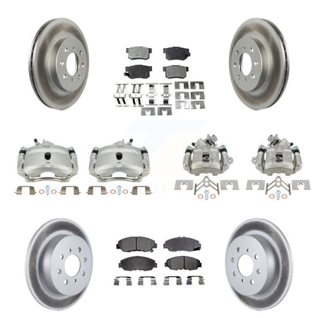Front Rear Disc Brake Caliper Coated Rotors And Ceramic Pads Kit (10Pc) For Honda Civic KCG-101061T