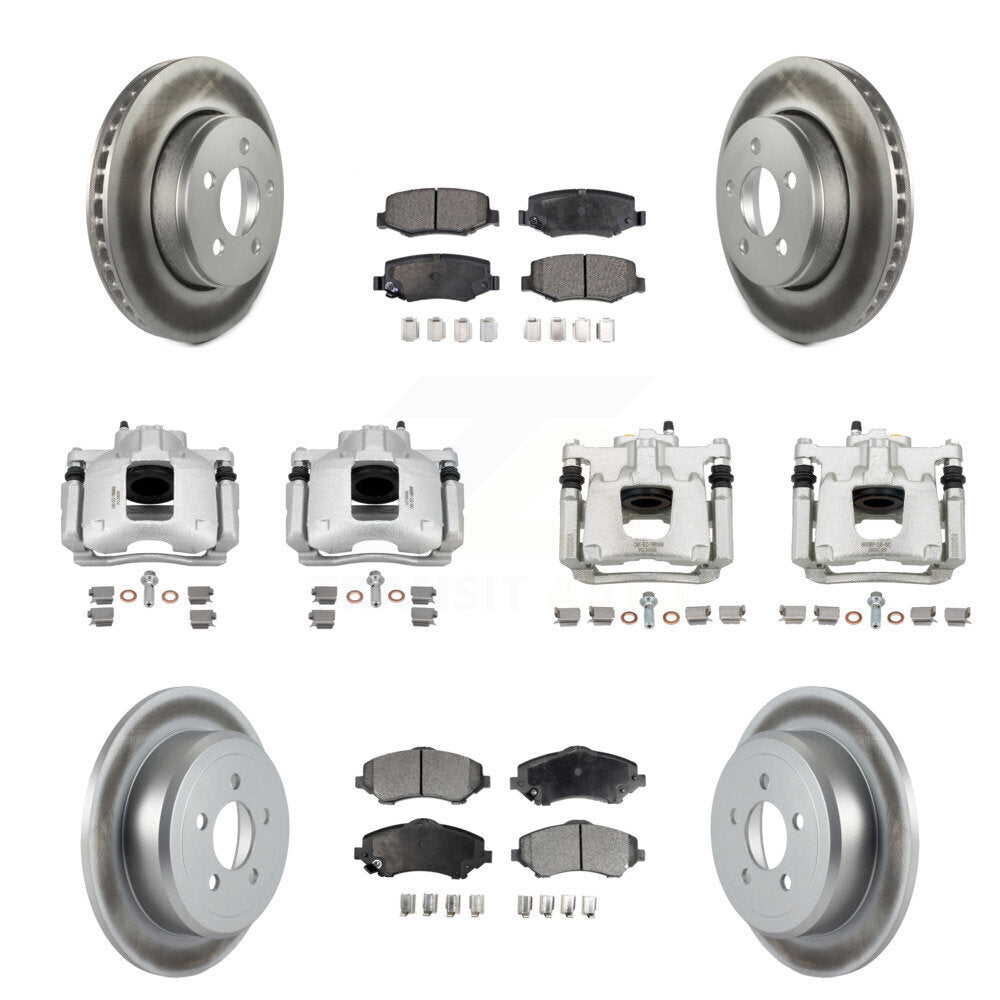 Front Rear Disc Brake Caliper Coated Rotors And Ceramic Pads Kit (10Pc) For Dodge Nitro KCG-101062T
