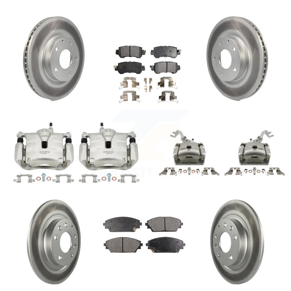 Front Rear Disc Brake Caliper Coat Rotor Semi-Metallic Pad Kit (10Pc) For Mazda CX-3 AWD KCG-101063P