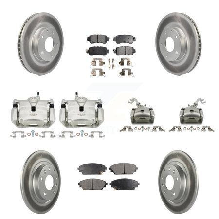 Front Rear Disc Brake Caliper Coat Rotor Semi-Metallic Pad Kit (10Pc) For Mazda CX-3 AWD KCG-101063P