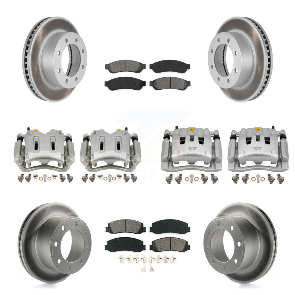 Front Rear Brake Caliper Coat Rotors & Semi-Metallic Pad Kit (10Pc) For Ford F-250 Super KCG-101063S