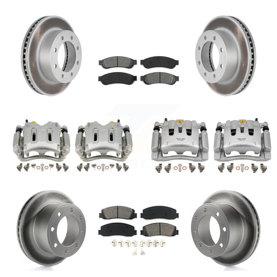 Front Rear Brake Caliper Coat Rotors & Semi-Metallic Pad Kit (10Pc) For Ford F-250 Super KCG-101063S