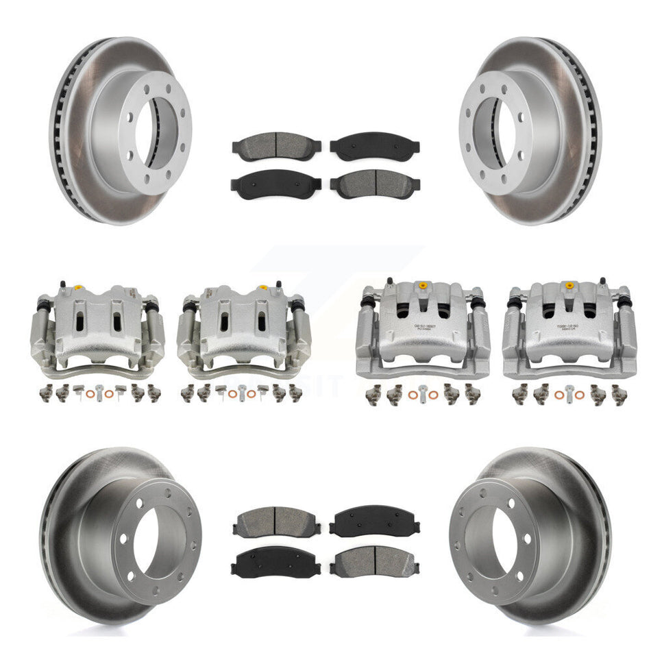 Front Rear Brake Caliper Coat Rotors & Semi-Metallic Pad Kit (10Pc) For Ford F-350 Super KCG-101064S