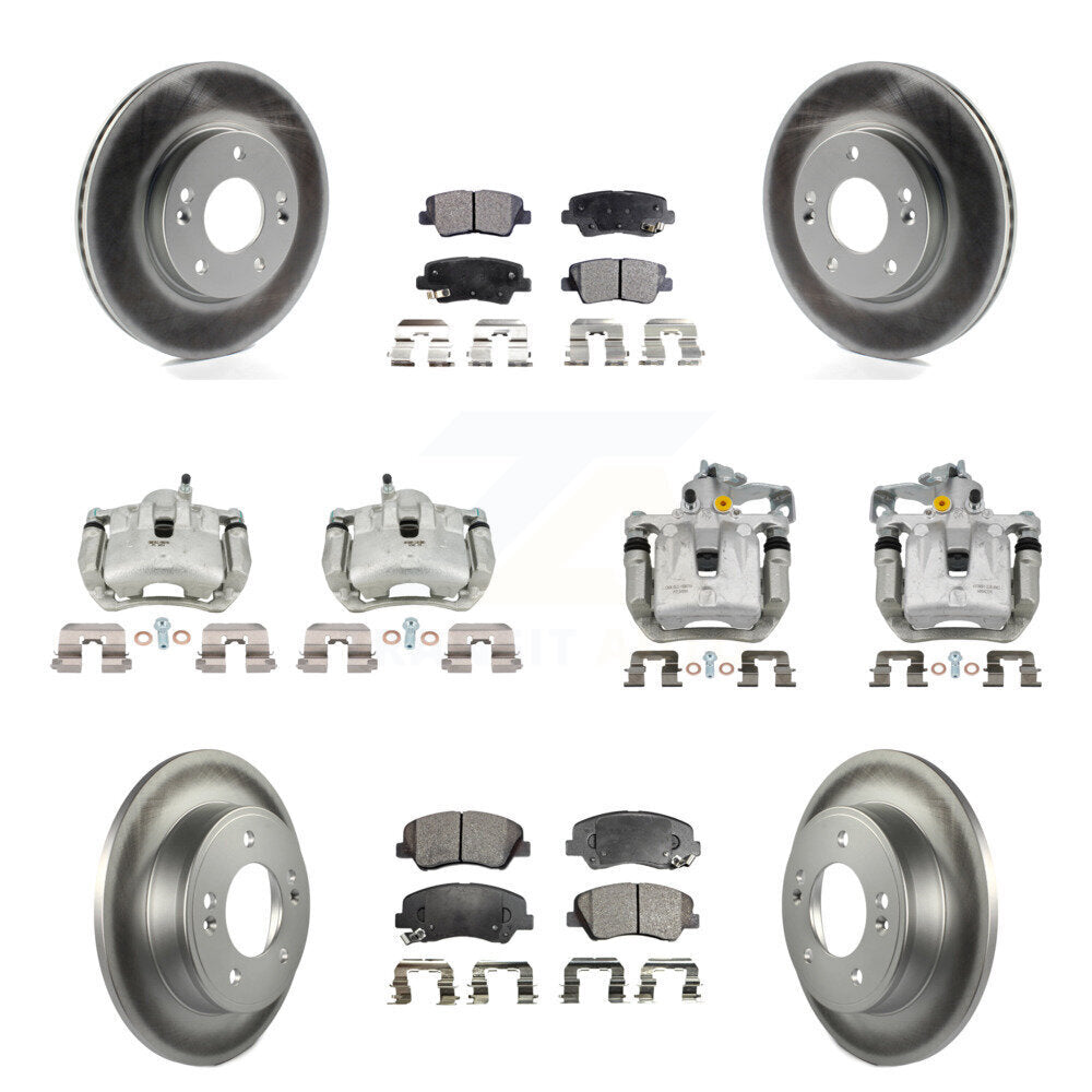 Front Rear Brake Caliper Coat Rotors & Ceramic Pad Kit (10Pc) For Hyundai Elantra GT Kia KCG-101064T