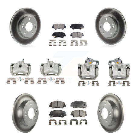 Front Rear Brake Caliper Coat Rotors & Ceramic Pad Kit (10Pc) For Hyundai Elantra GT Kia KCG-101064T