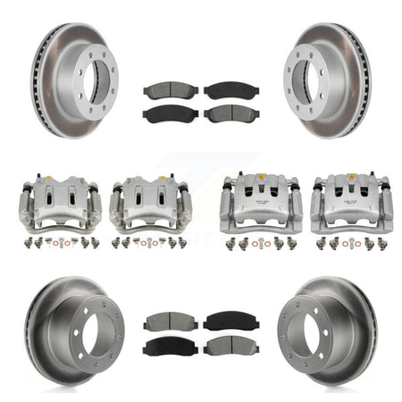 Front Rear Disc Brake Caliper Coated Rotors And Semi-Metallic Pads Kit (10Pc) For KCG-101065S