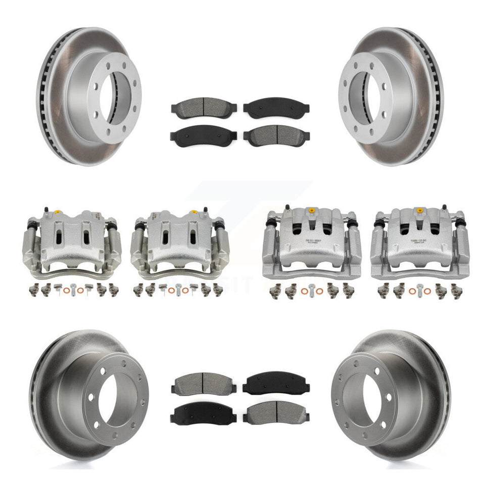 Front Rear Disc Brake Caliper Coated Rotors And Semi-Metallic Pads Kit (10Pc) For KCG-101065S
