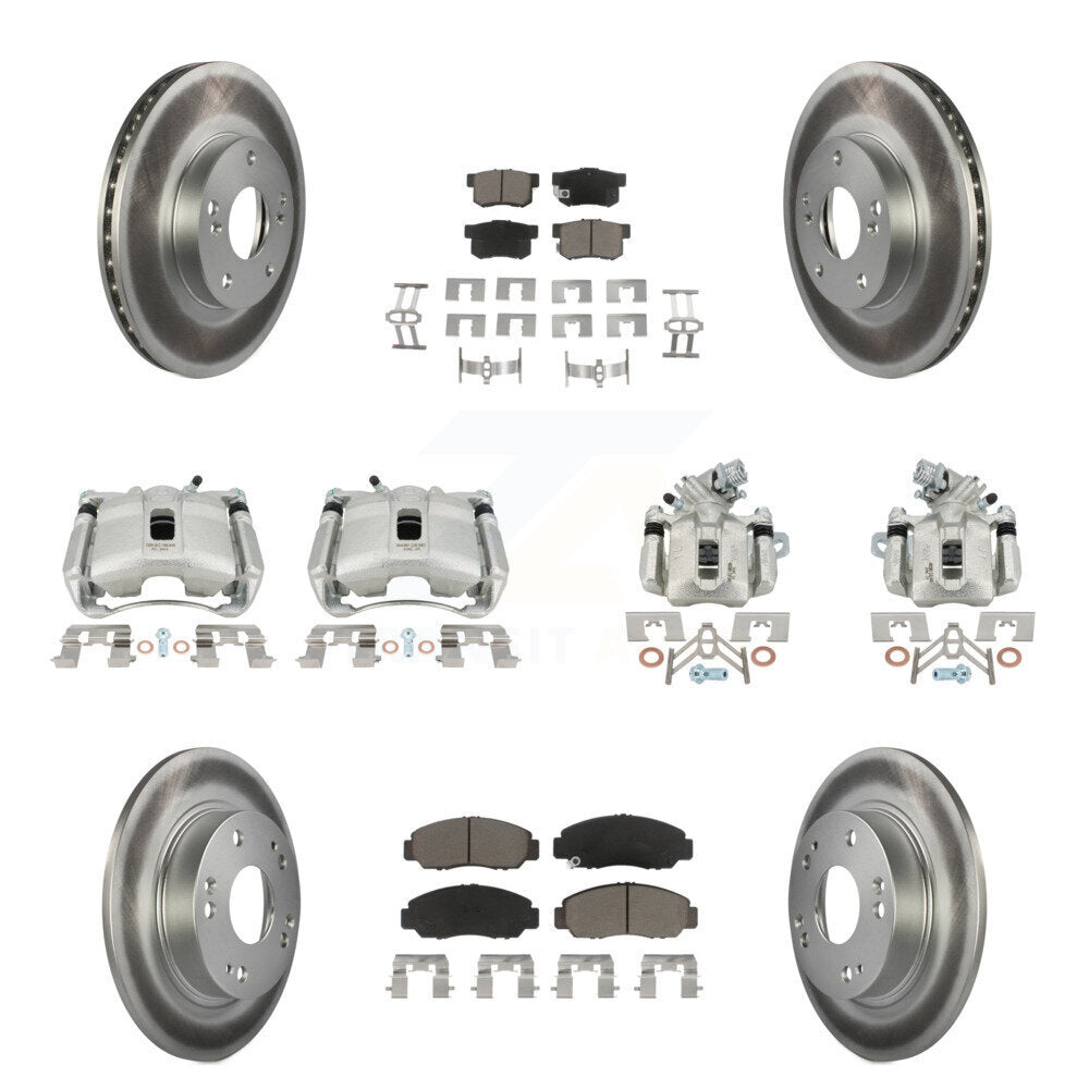 Front Rear Disc Brake Caliper Coated Rotors And Ceramic Pads Kit (10Pc) For Acura CSX KCG-101066C