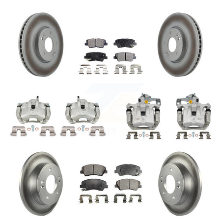 Front Rear Disc Brake Caliper Coat Rotor Ceramic Pad Kit (10Pc) For 2014 Kia Forte Sedan KCG-101066T