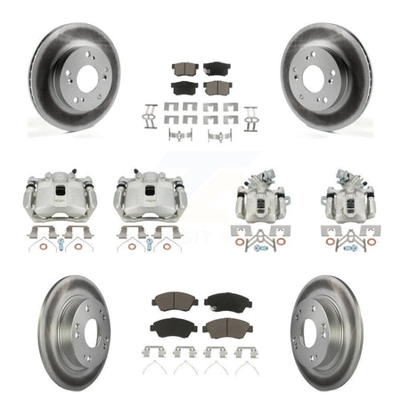 Front Rear Brake Caliper Coat Rotors Ceramic Pad Kit (10Pc) For 2013-2015 Acura ILX 1.5L KCG-101067C