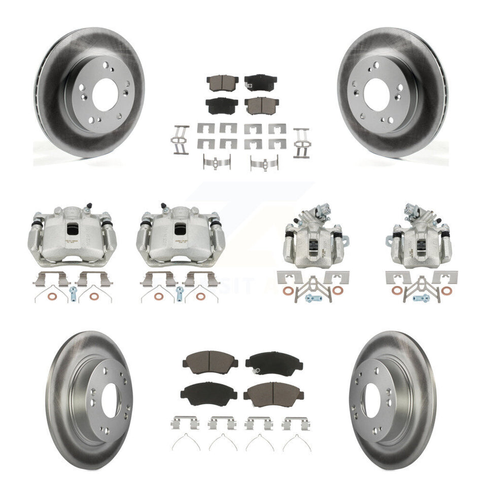 Front Rear Brake Caliper Coat Rotors Ceramic Pad Kit (10Pc) For 2013-2015 Acura ILX 1.5L KCG-101067C