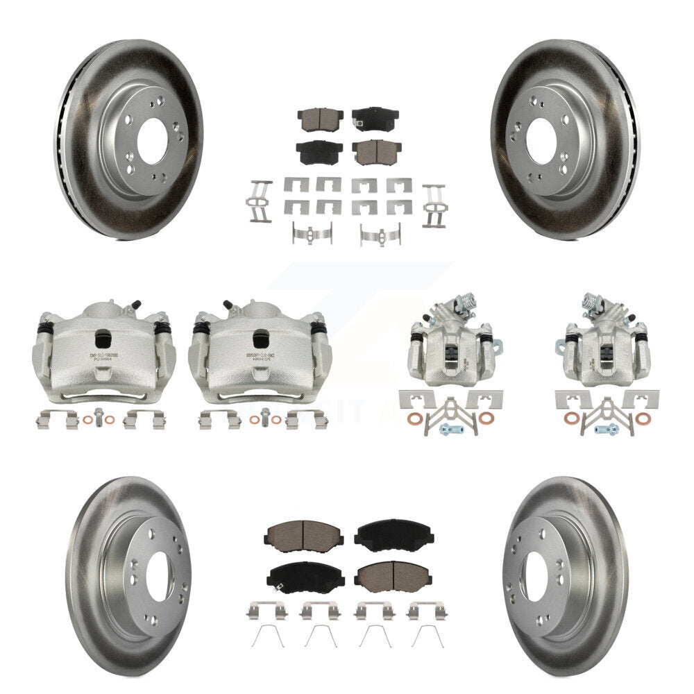Front Rear Disc Brake Caliper Coat Rotors Ceramic Pad Kit (10Pc) For 2013 Acura ILX 2.0L KCG-101068C