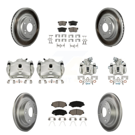 Front Rear Disc Brake Caliper Coat Rotors Ceramic Pad Kit (10Pc) For 2013 Acura ILX 2.0L KCG-101068C
