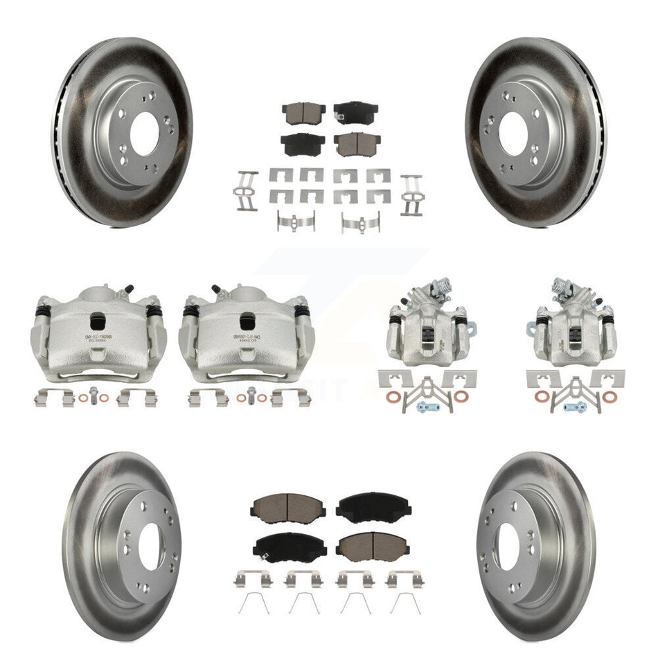 Front Rear Disc Brake Caliper Coat Rotors Ceramic Pad Kit (10Pc) For 2013 Acura ILX 2.0L KCG-101068C