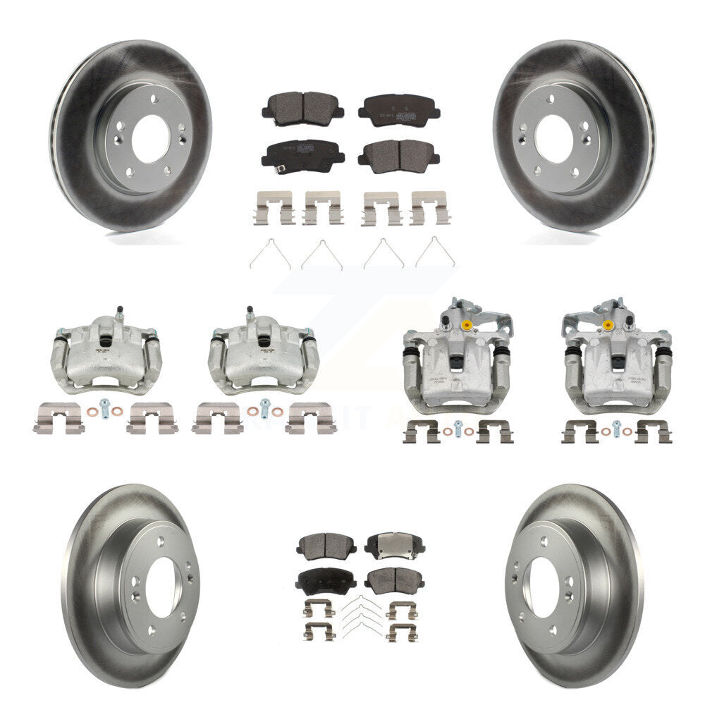Front Rear Brake Caliper Coat Rotors Ceramic Pad Kit (10Pc) For Kia Forte Hyundai Forte5 KCG-101068T
