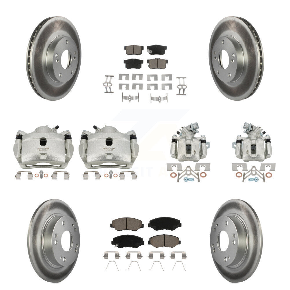 Front Rear Brake Caliper Coat Rotor And Ceramic Pad Kit (10Pc) For Honda Civic Acura ILX KCG-101069C