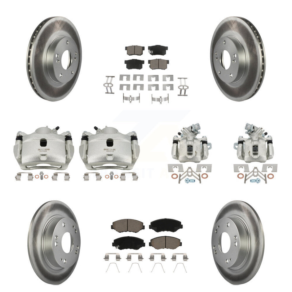 Front Rear Brake Caliper Coat Rotor And Ceramic Pad Kit (10Pc) For Honda Civic Acura ILX KCG-101069C